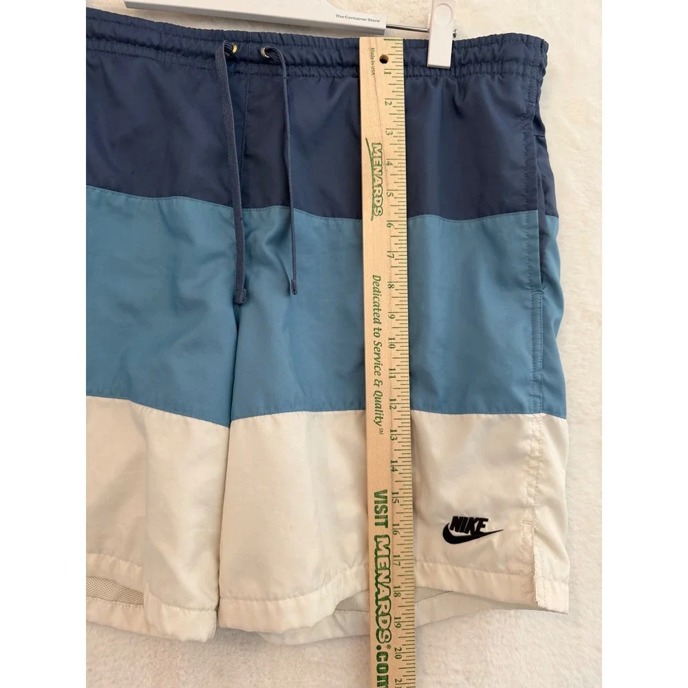 Nike Mens L Swim Trunks Colorblock Blue White Mesh Lined Board Shorts 5